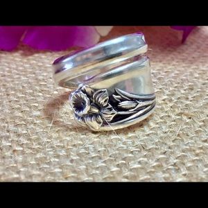 Vintage Sterling Silver Plate Ring Handmade Floral
